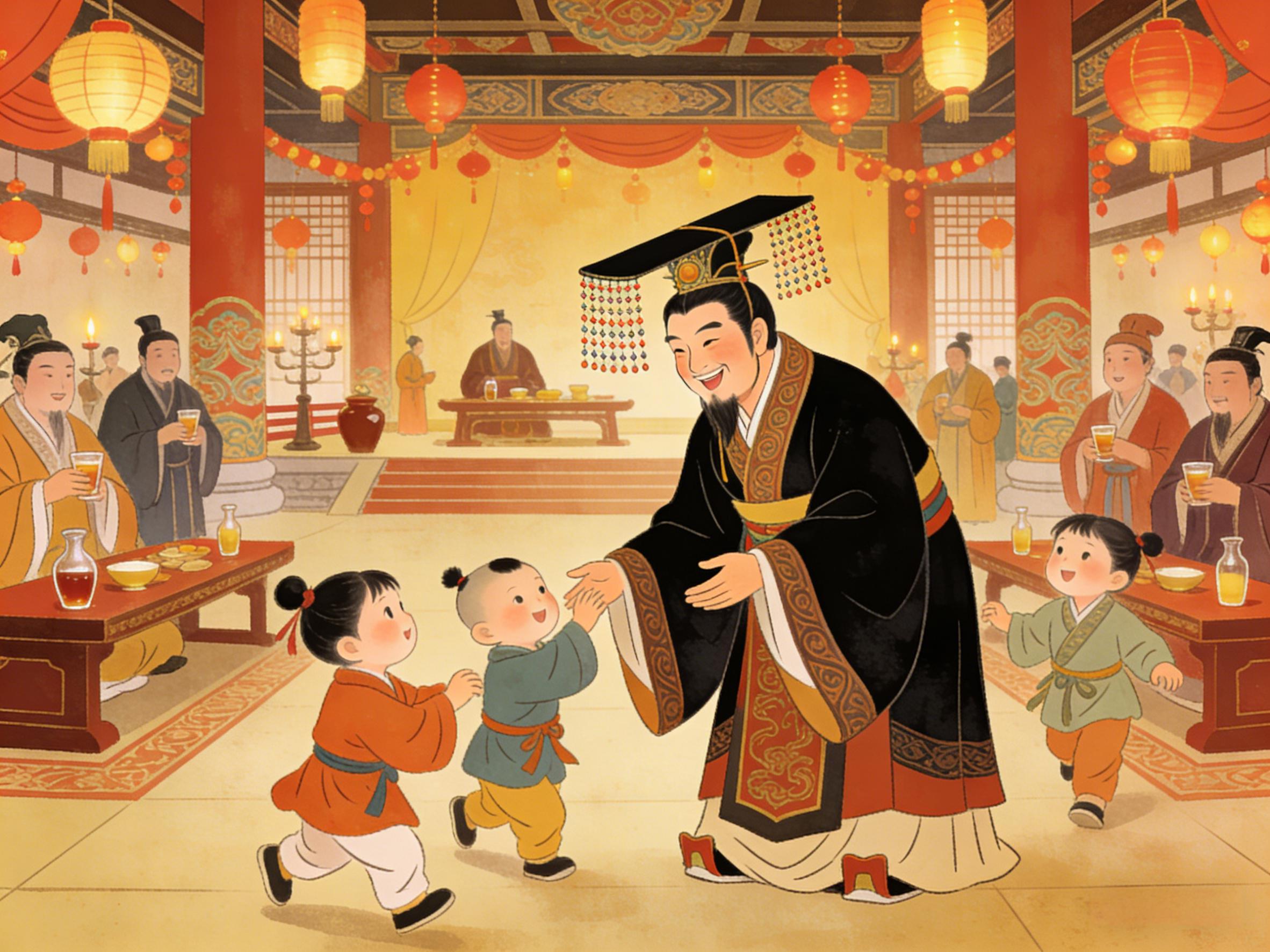 刘邦回故里 教家乡孩童唱歌